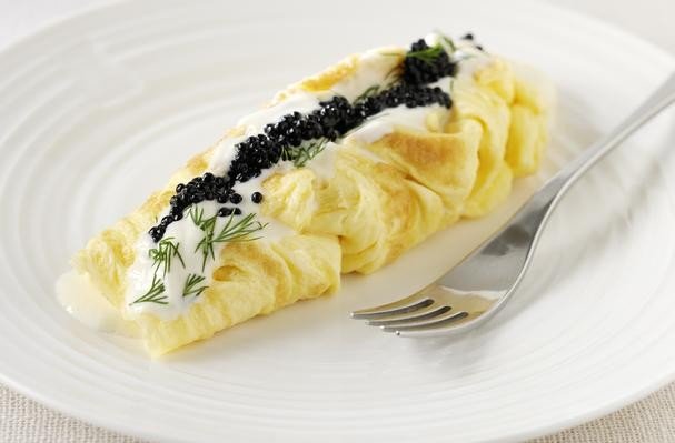 Duck Egg Omelette With Caviar and Sour Cream